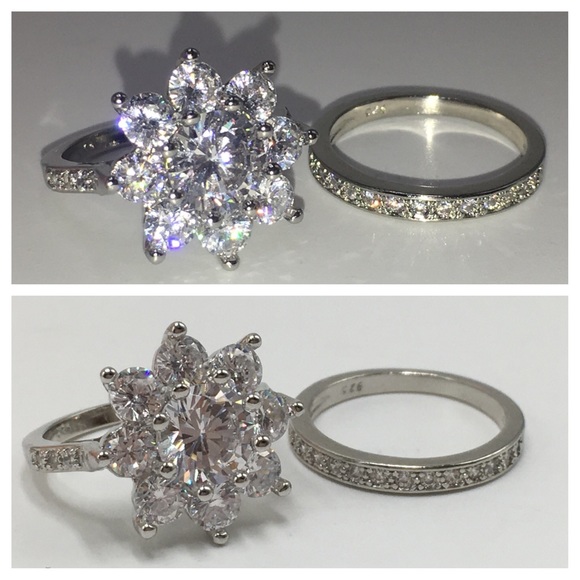 14k white gold ring band set diamond wedding - Picture 8 of 8